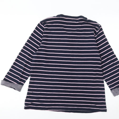 Maine New England Women's Blue Striped Long Sleeve Henley T-Shirt Size 16