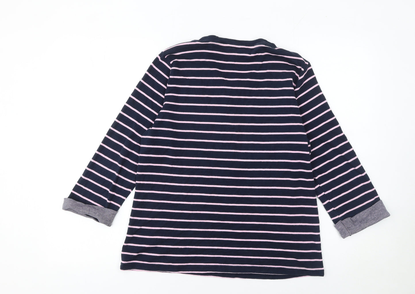 Maine New England Women's Blue Striped Long Sleeve Henley T-Shirt Size 16