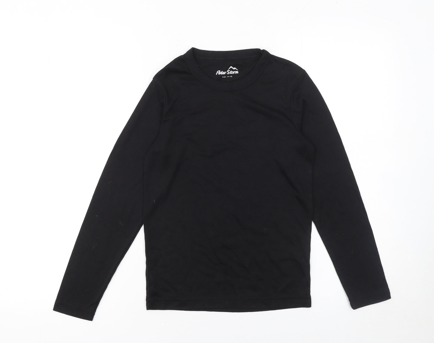 Peter Storm Boys Black Long Sleeve Basic Crew Neck T-Shirt 11-12 Years