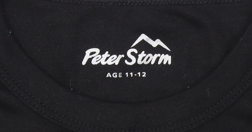 Peter Storm Boys Black Long Sleeve Basic Crew Neck T-Shirt 11-12 Years