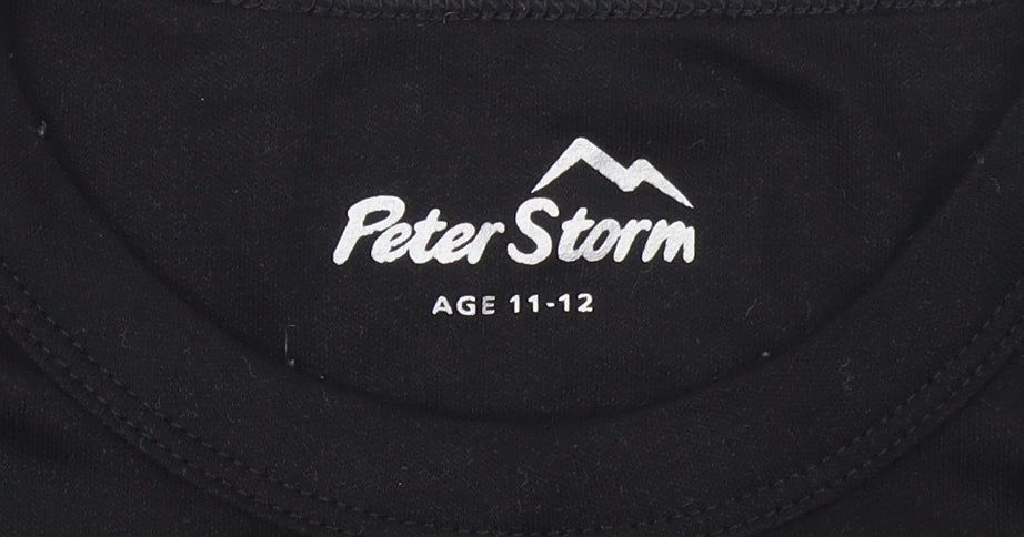 Peter Storm Boys Black Long Sleeve Basic Crew Neck T-Shirt 11-12 Years