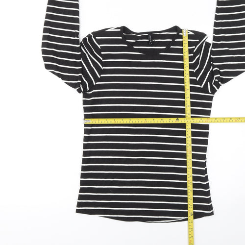 Jensen Women’s Black Striped Long Sleeve Jersey Cotton T-Shirt Size S