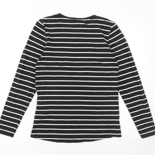 Jensen Women’s Black Striped Long Sleeve Jersey Cotton T-Shirt Size S