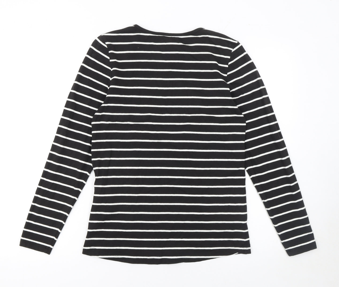 Jensen Women’s Black Striped Long Sleeve Jersey Cotton T-Shirt Size S