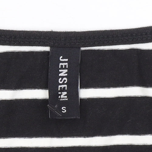 Jensen Women’s Black Striped Long Sleeve Jersey Cotton T-Shirt Size S