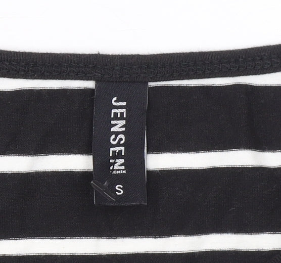 Jensen Women’s Black Striped Long Sleeve Jersey Cotton T-Shirt Size S