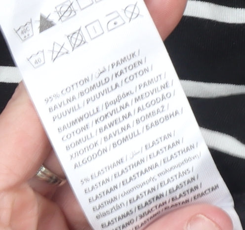 Jensen Women’s Black Striped Long Sleeve Jersey Cotton T-Shirt Size S