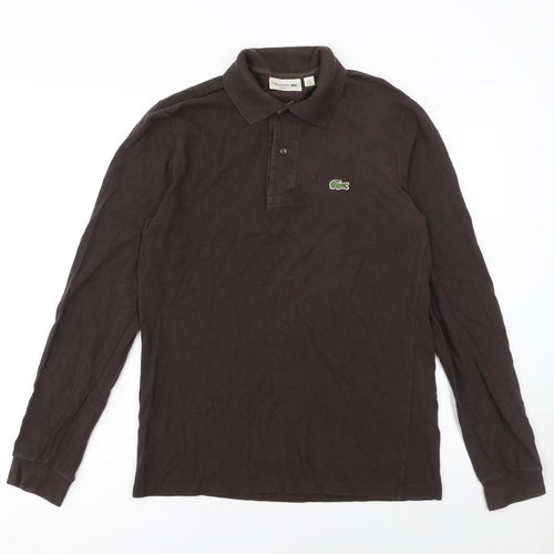 Lacoste Men’s Brown Classic Fit Long Sleeve Cotton Polo XS