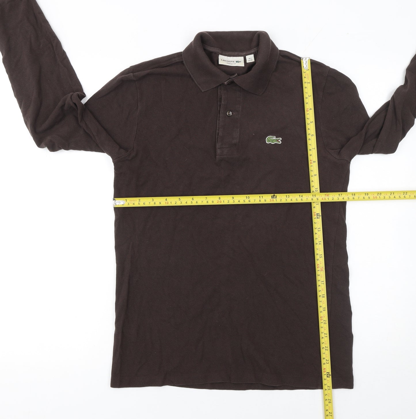 Lacoste Men’s Brown Classic Fit Long Sleeve Cotton Polo XS