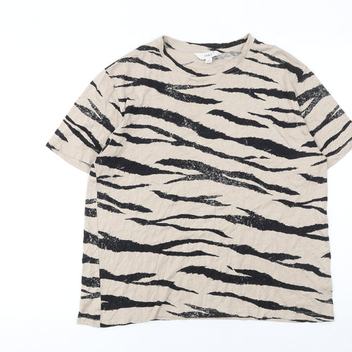 Marks and Spencer Women’s Beige Animal Print Cotton T-Shirt Size 14