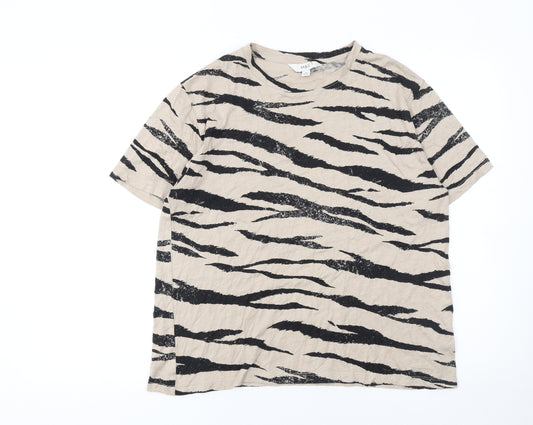 Marks and Spencer Women’s Beige Animal Print Cotton T-Shirt Size 14