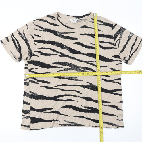 Marks and Spencer Women’s Beige Animal Print Cotton T-Shirt Size 14