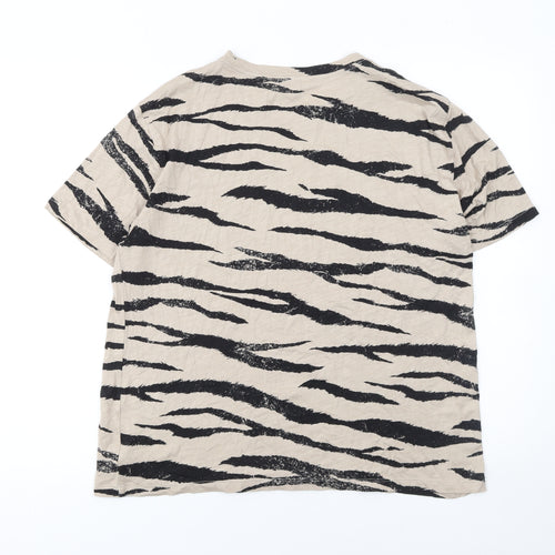 Marks and Spencer Women’s Beige Animal Print Cotton T-Shirt Size 14