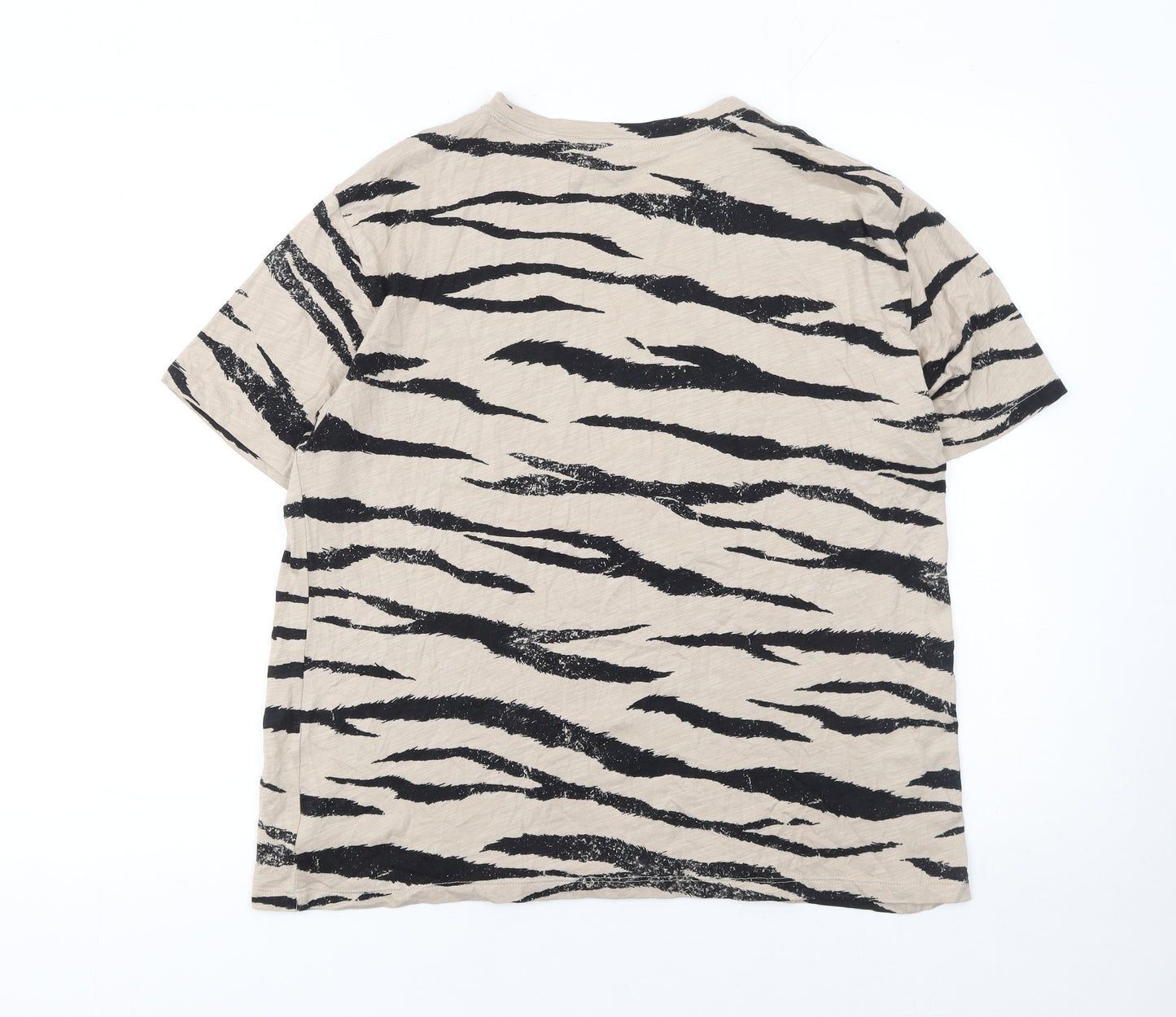 Marks and Spencer Women’s Beige Animal Print Cotton T-Shirt Size 14