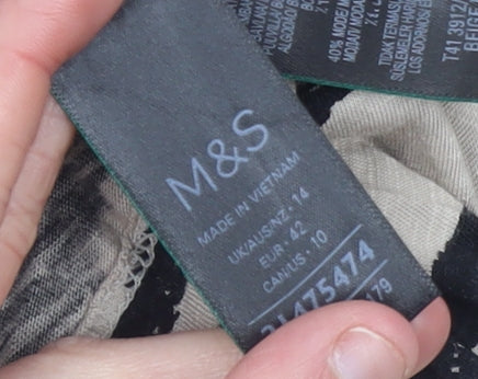 Marks and Spencer Women’s Beige Animal Print Cotton T-Shirt Size 14