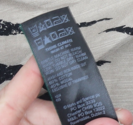 Marks and Spencer Women’s Beige Animal Print Cotton T-Shirt Size 14