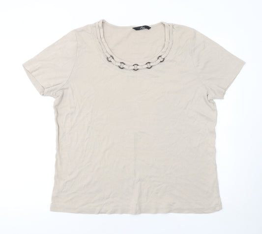 Bm Casual Womens Beige L Basic Short Sleeve Cotton T-Shirt