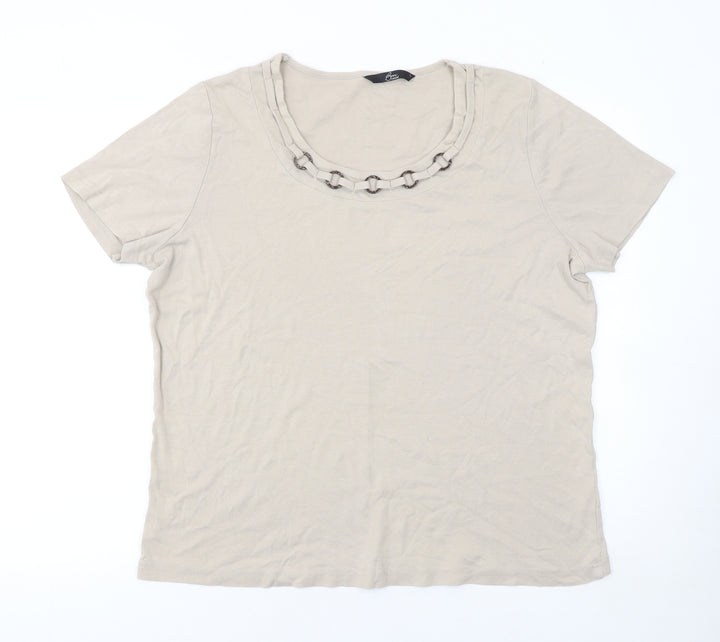 Bm Casual Womens Beige L Basic Short Sleeve Cotton T-Shirt