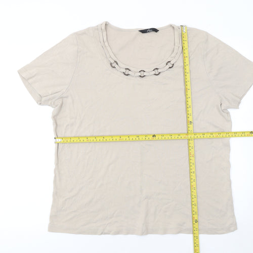 Bm Casual Womens Beige L Basic Short Sleeve Cotton T-Shirt