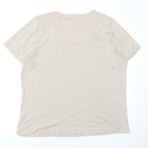 Bm Casual Womens Beige L Basic Short Sleeve Cotton T-Shirt
