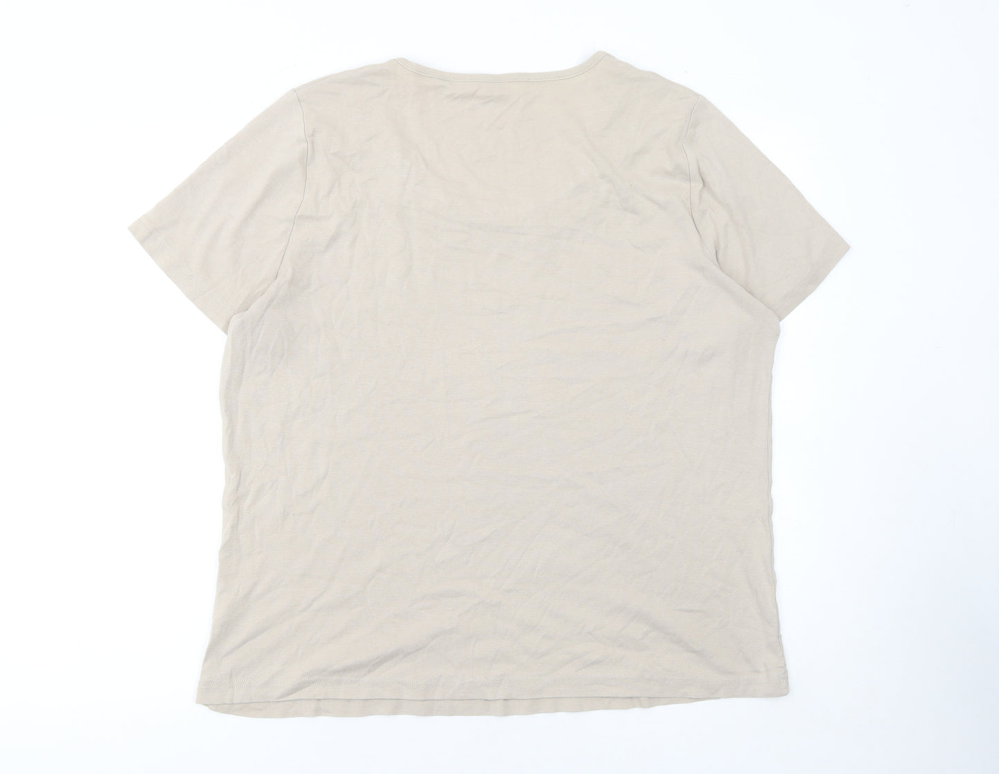 Bm Casual Womens Beige L Basic Short Sleeve Cotton T-Shirt