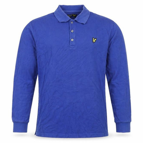 Lyle & Scott Men's Blue Long Sleeve Polo Shirt Size L Cotton