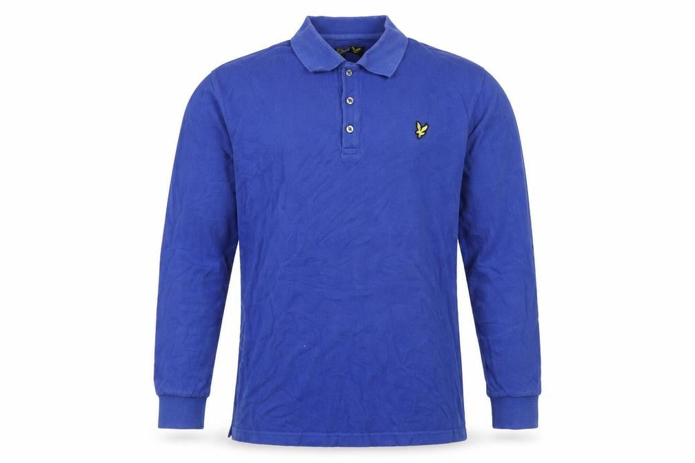 Lyle & Scott Men's Blue Long Sleeve Polo Shirt Size L Cotton