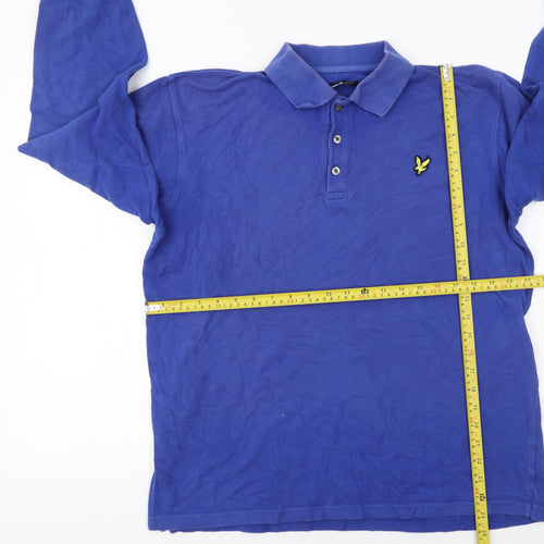 Lyle & Scott Men's Blue Long Sleeve Polo Shirt Size L Cotton