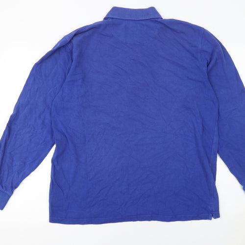 Lyle & Scott Men's Blue Long Sleeve Polo Shirt Size L Cotton