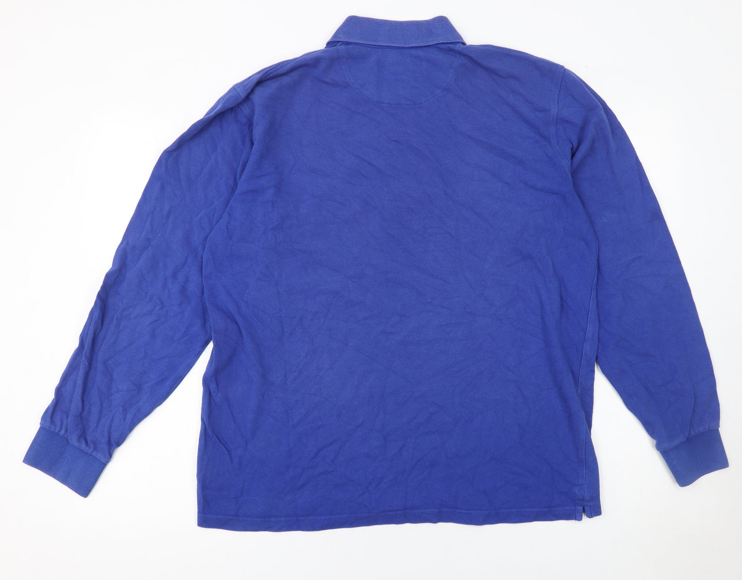 Lyle & Scott Men's Blue Long Sleeve Polo Shirt Size L Cotton