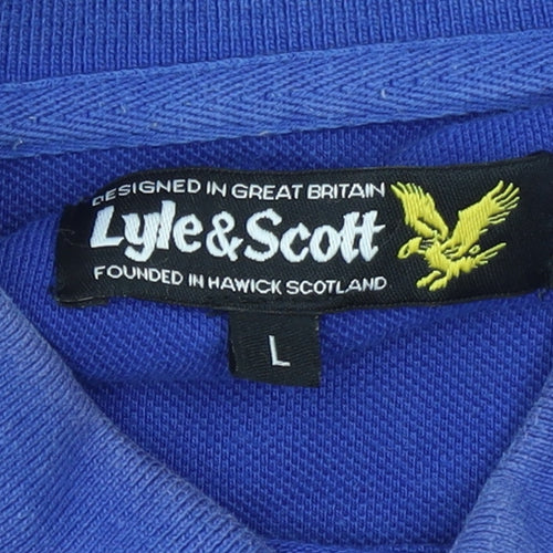 Lyle & Scott Men's Blue Long Sleeve Polo Shirt Size L Cotton