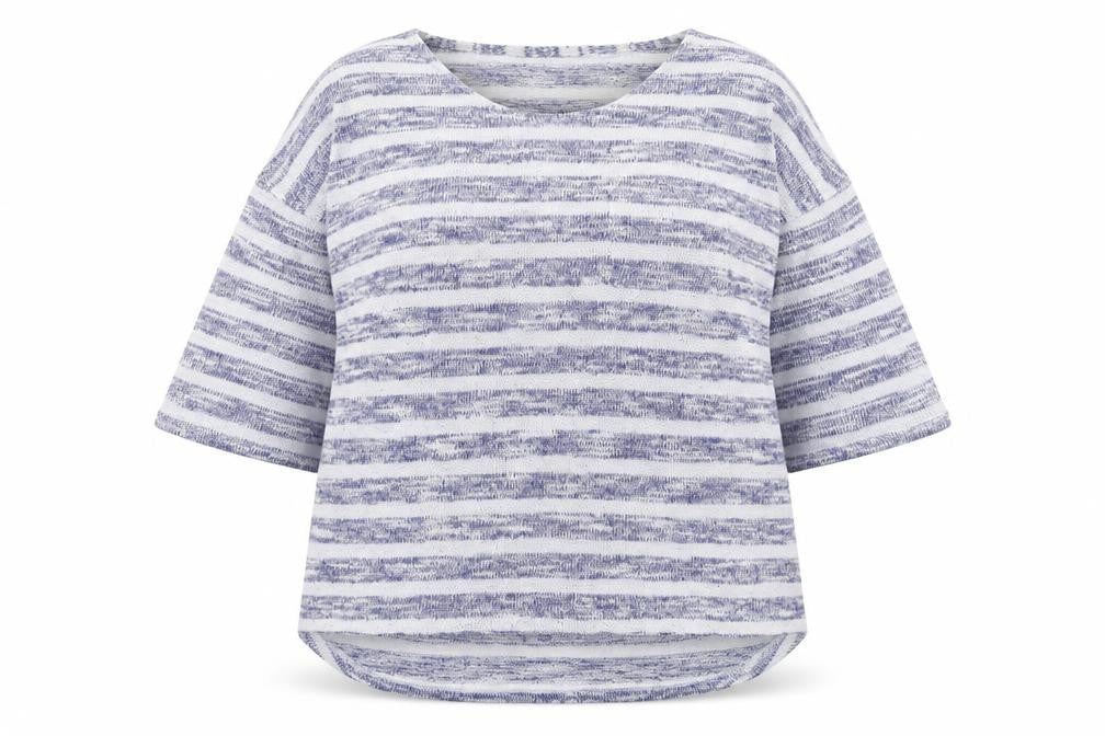 Front view of F&F Women's Blue Striped 3/4 Sleeve jumper, size 18