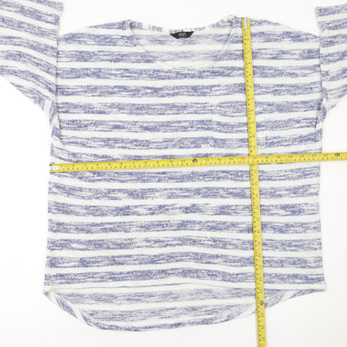 F&F Women's Blue Striped 3/4 Sleeve Pullover Jumper Size 18