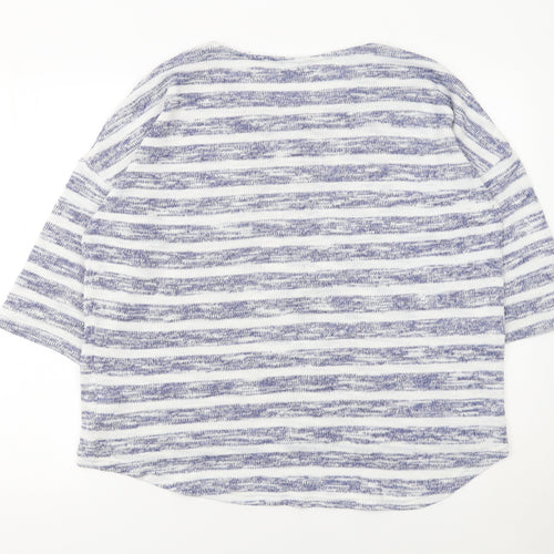 F&F Women's Blue Striped 3/4 Sleeve Pullover Jumper Size 18
