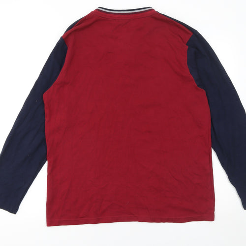 Poleren Men Red Henley Cotton Long Sleeve Sweatshirt M