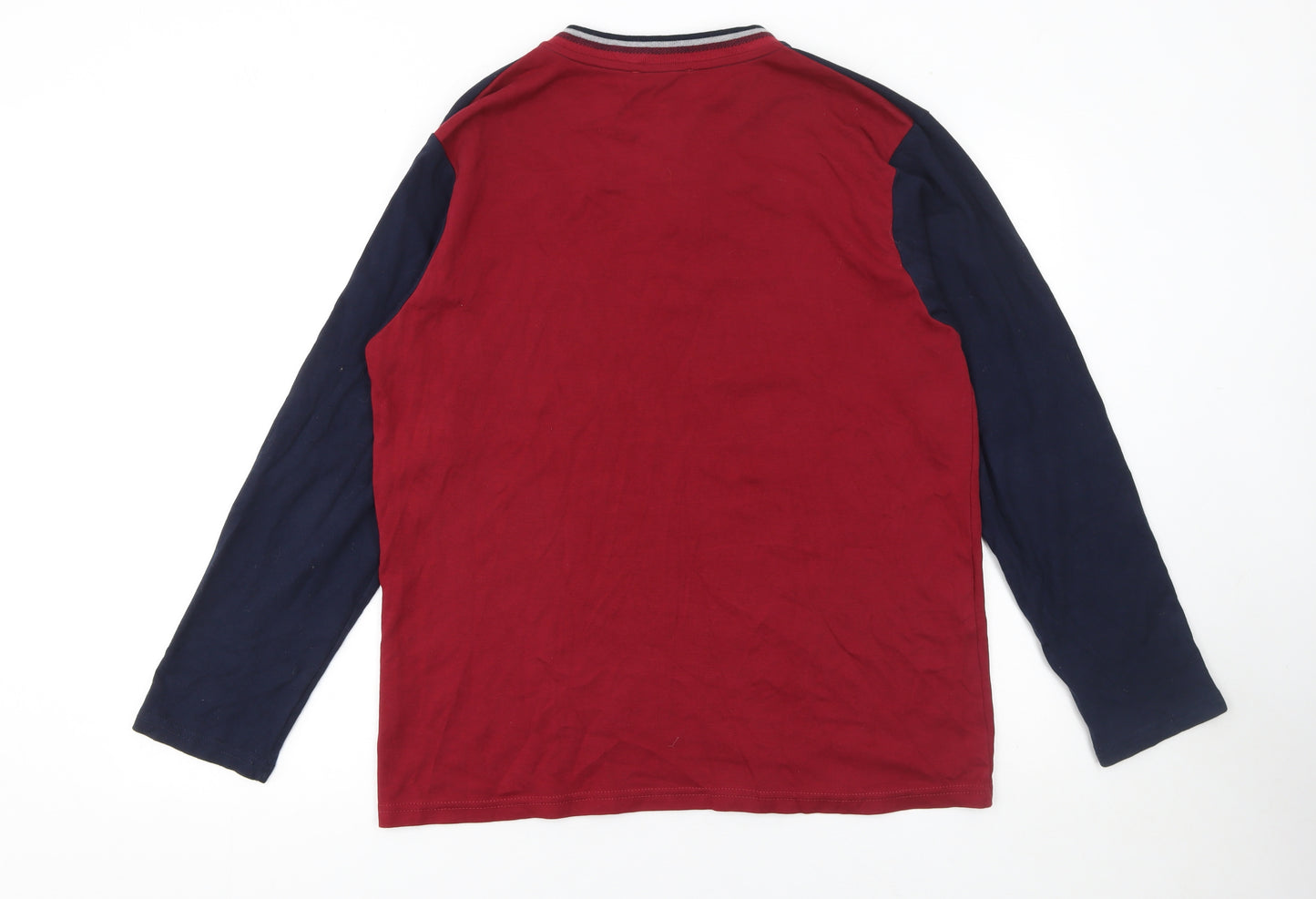 Poleren Men Red Henley Cotton Long Sleeve Sweatshirt M