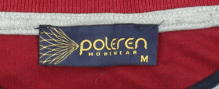 Poleren Men Red Henley Cotton Long Sleeve Sweatshirt M