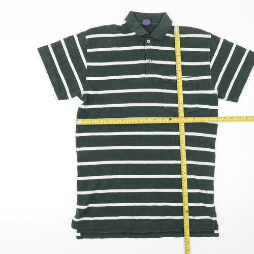 Ralph Lauren Men's Green Striped Cotton Polo Shirt Size L
