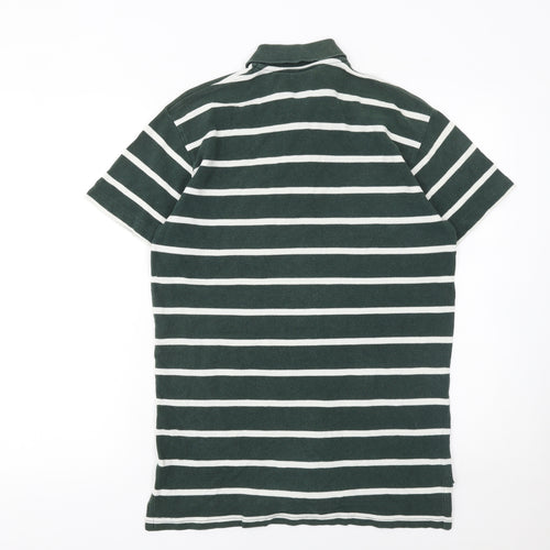 Ralph Lauren Men's Green Striped Cotton Polo Shirt Size L