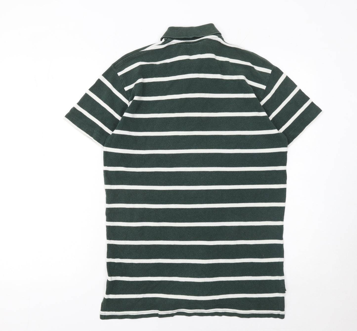 Ralph Lauren Men's Green Striped Cotton Polo Shirt Size L