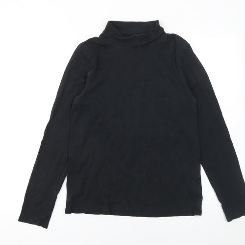 UNIQLO Women's Black Long Sleeve Roll Neck Cotton Top M