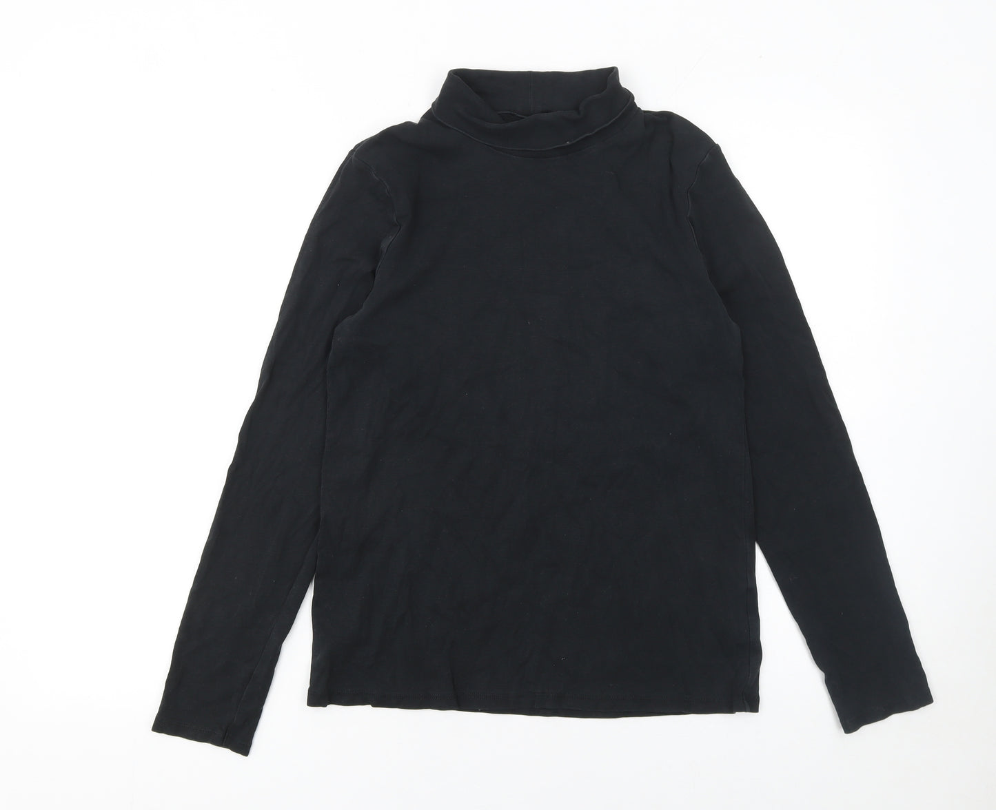 UNIQLO Women's Black Long Sleeve Roll Neck Cotton Top M