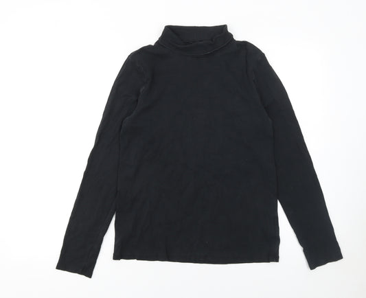 UNIQLO Women's Black Long Sleeve Roll Neck Cotton Top M