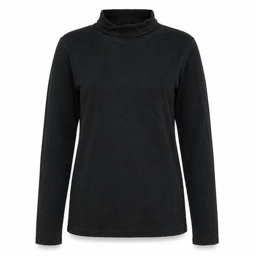 UNIQLO Women's Black Long Sleeve Roll Neck Cotton Top M