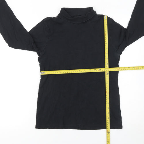 UNIQLO Women's Black Long Sleeve Roll Neck Cotton Top M