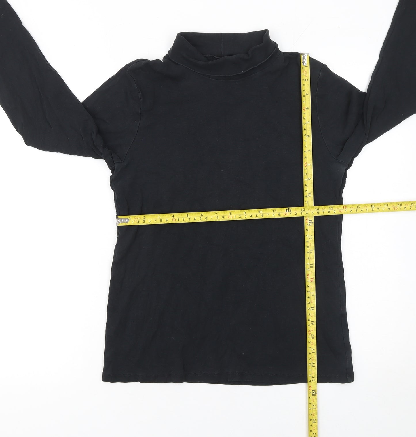 UNIQLO Women's Black Long Sleeve Roll Neck Cotton Top M