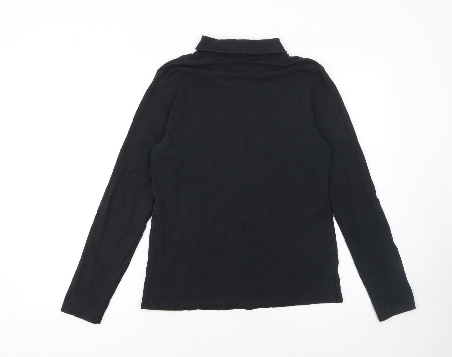 UNIQLO Women's Black Long Sleeve Roll Neck Cotton Top M
