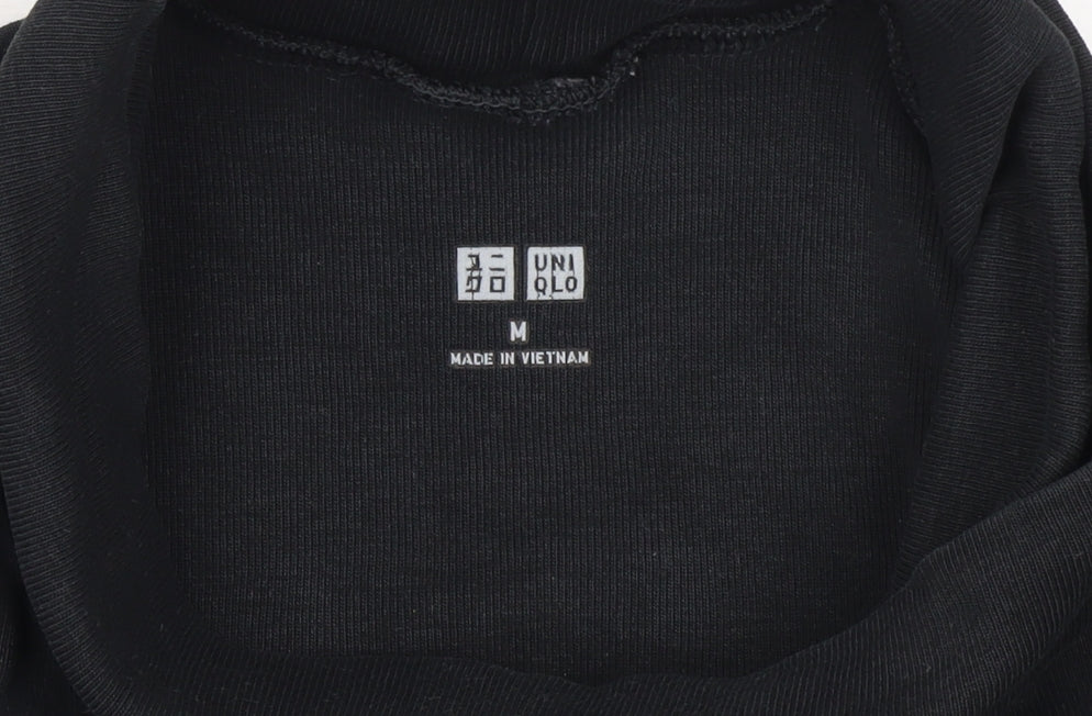 UNIQLO Women's Black Long Sleeve Roll Neck Cotton Top M