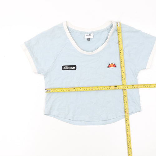 Ellesse Womens Blue Cropped T-Shirt Size 8 Raglan Jersey