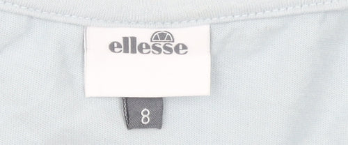 Ellesse Womens Blue Cropped T-Shirt Size 8 Raglan Jersey